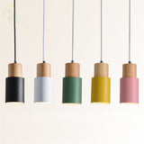 Wooden Base Hanging Colorful Lamp