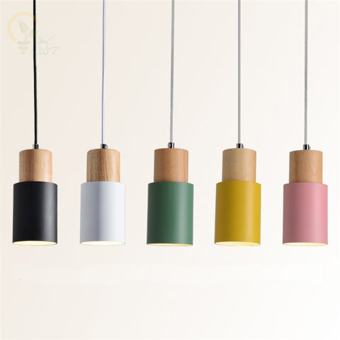 Wooden Base Hanging Colorful Lamp