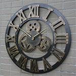 Retro Industrial Wind Gear Wooden Wall Clock