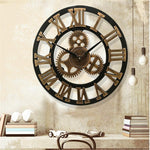 Retro Industrial Wind Gear Wooden Wall Clock