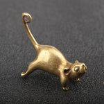 Mini Brass Cute Rat Statue