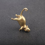 Mini Brass Cute Rat Statue