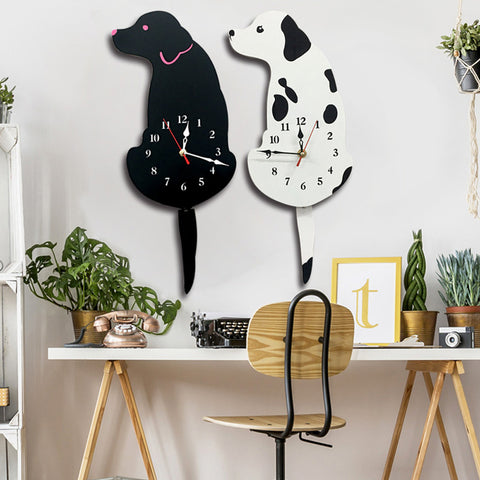 Modern Cat Dog Cartoon Wall Clock