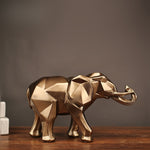 Modern Abstract Golden Elephant Sculpture