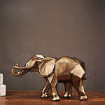 Modern Abstract Golden Elephant Sculpture